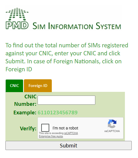 CNIC.sims.Pk - Sim Owner Details Checker Government Portal - PTA Recommended