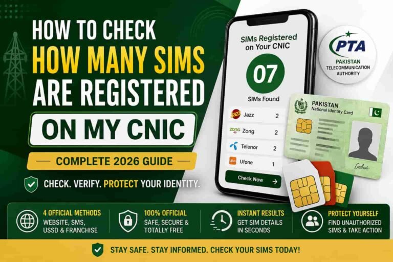How to check how many SIMs are registered on my CNIC in Pakistan using PTA SIM verification methods