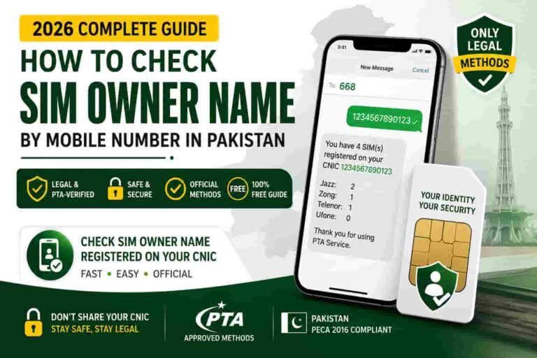How to check SIM owner name by mobile number in Pakistan using 668 and official PTA SIM verification methods