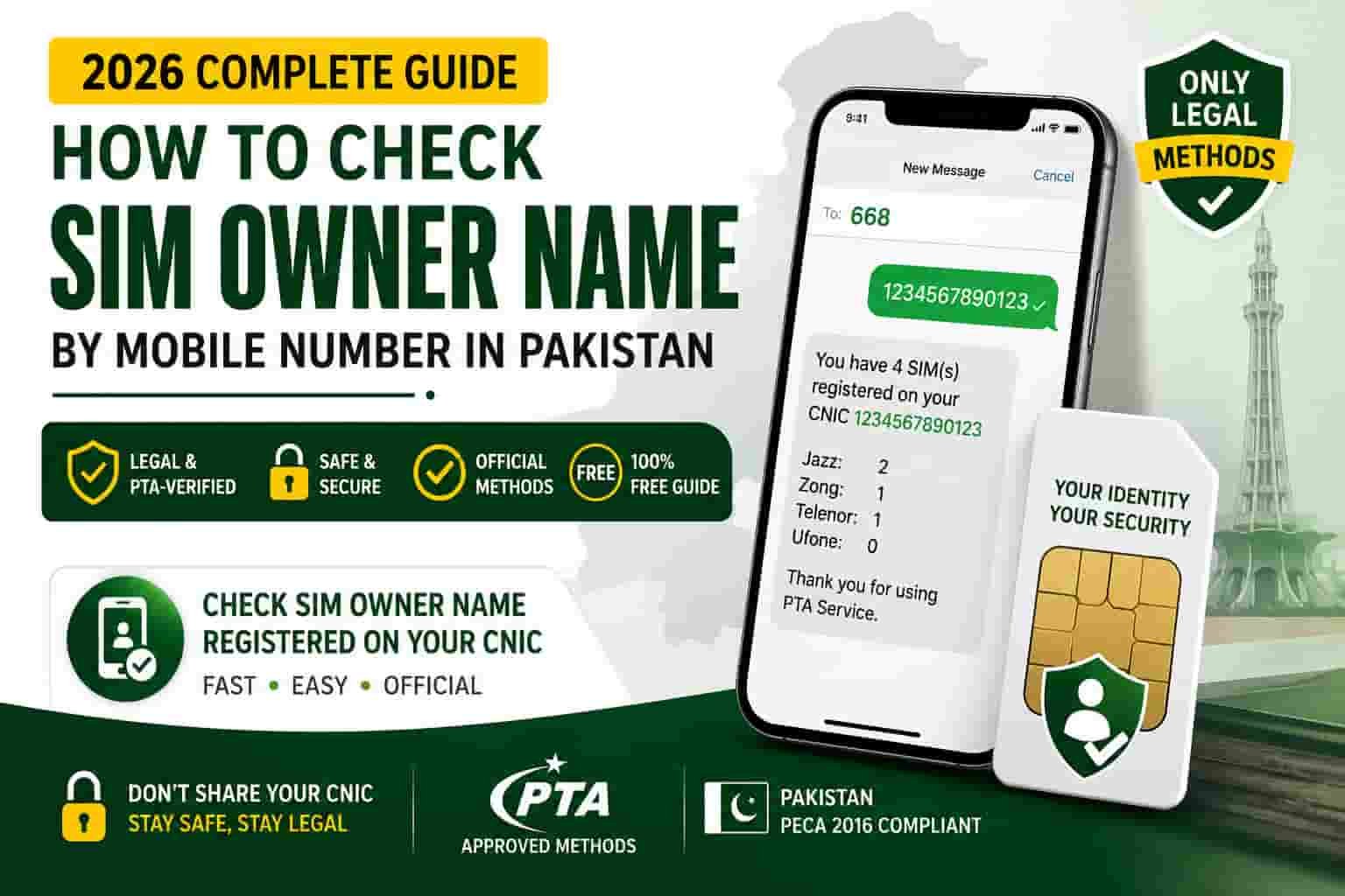 How to check SIM owner name by mobile number in Pakistan using 668 and official PTA SIM verification methods