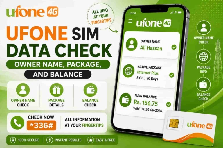 Ufone SIM data check for owner name, package details and balance