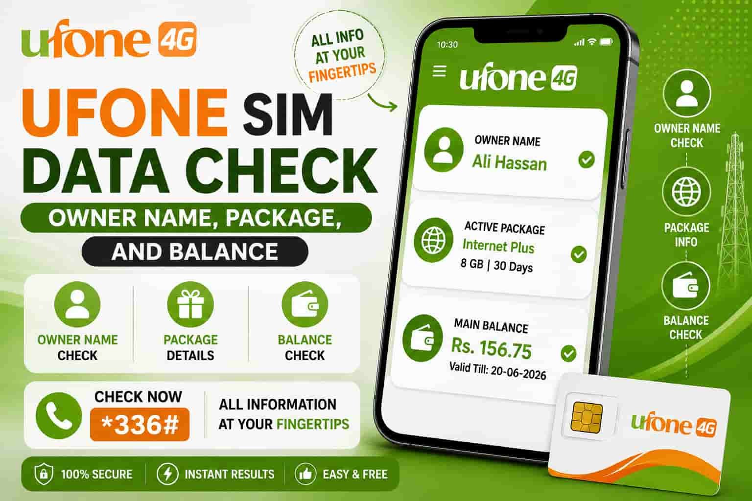 Ufone SIM data check for owner name, package details and balance